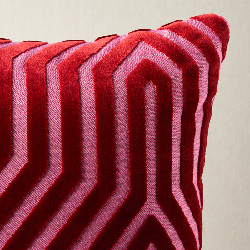 Schumacher x Mary Mcdonald Vanderbilt Velvet Pillow, Purple Geometric, 18" x 18"