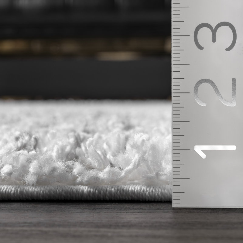 Bria Moroccan Shag Tasseled Performance White/Gray Rug, Runner 2'6" x 10'