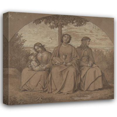 "Allegories of Faith, Hope, and Charity" by  Heinrich Maria Von Hess - Gallery Wrap Canvas Wall Art