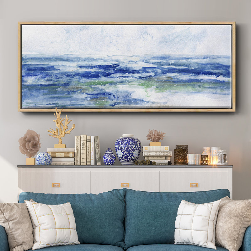 Soft Ocean Waters I- Framed Canvas