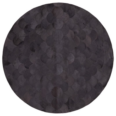 Cowhide Patchwork Black Rug 6'4" x 6'4"