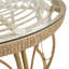 Table basse intérieure/extérieure de 68 cm de large, table d'appoint ronde en aluminium pour terrasse avec dessus en verre et revêtement en résine tressée PE.