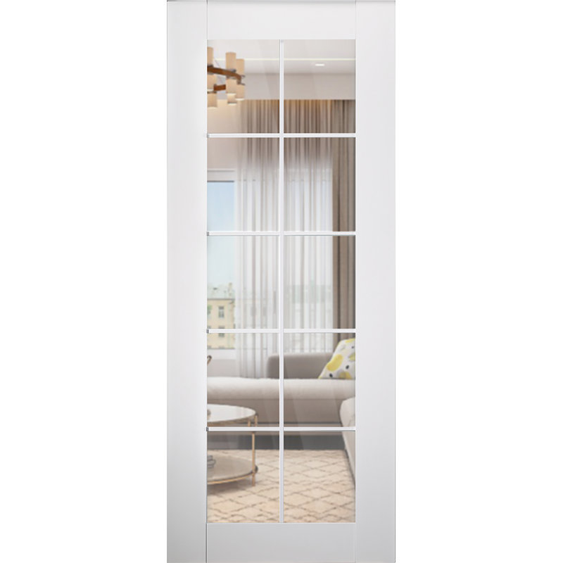 Dalle de porte intérieure en verre manufacturé blanc polaire Smart Pro 10 Lite Smart Pro, 35,875 po x 83,23 po