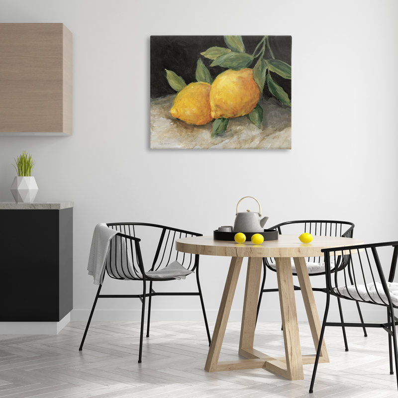 Paire de citrons, nature morte, art mural par Carol Robinson, H 30 po x l 40 po