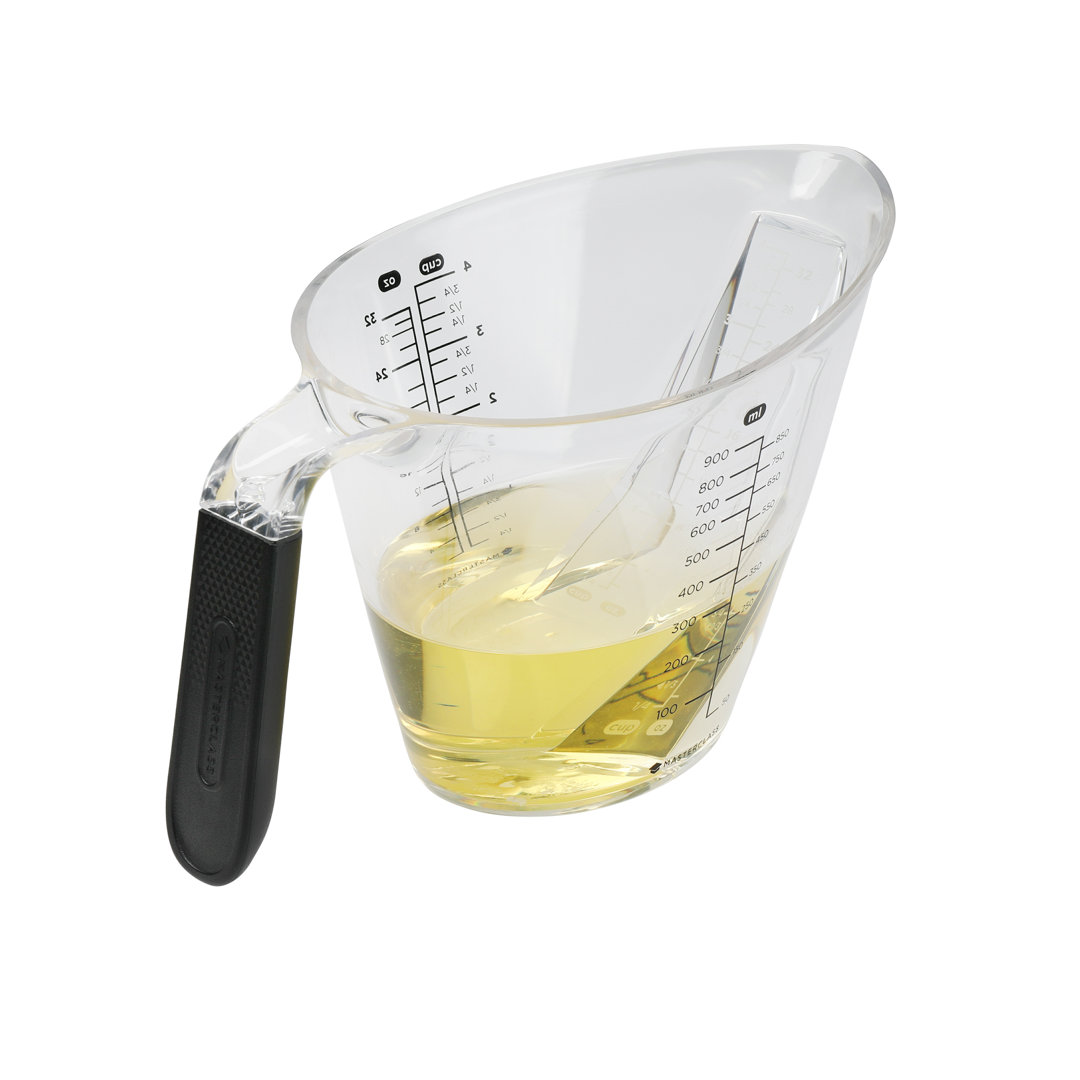 MasterClass Angled Measuring Jug, Clear Plastic Jug with Handle