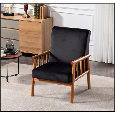 Fauteuil de style moderne Mid-Century de 25 po de large avec siège rembourré épais et revêtement en velours tacheté durable