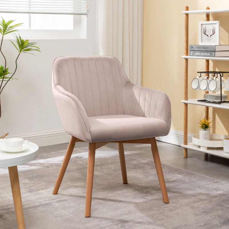 46cm H Velvet Upholstered Upholstered Back Armchair, Pink