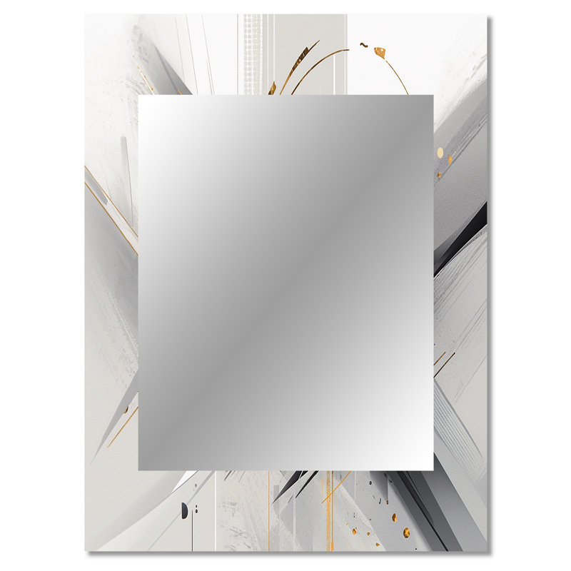 Black Gold Multifaceted Whirls III - Cubism Decorative Mirror, Modern Wall Mirror, Printed Metal Art, 40" x 30"