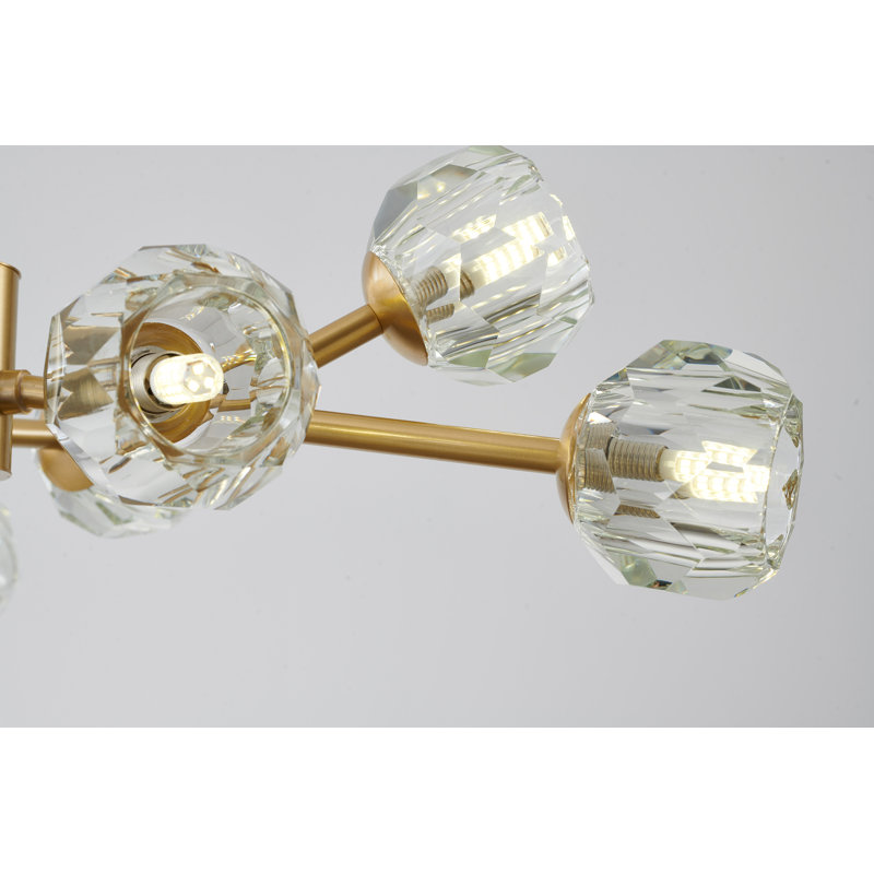 Lustre à 9 lumières sphériques avec accents de cristal