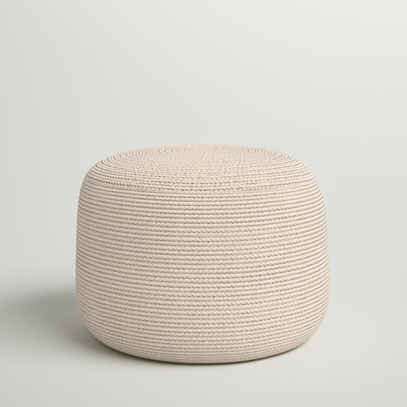 Catherin Upholstered Beige Pouf