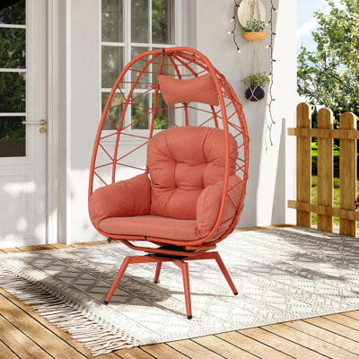 Fauteuil surdimensionné pivotant à 360 ° en rotin pour l'intérieur et l'extérieur avec coussins épais et amovibles