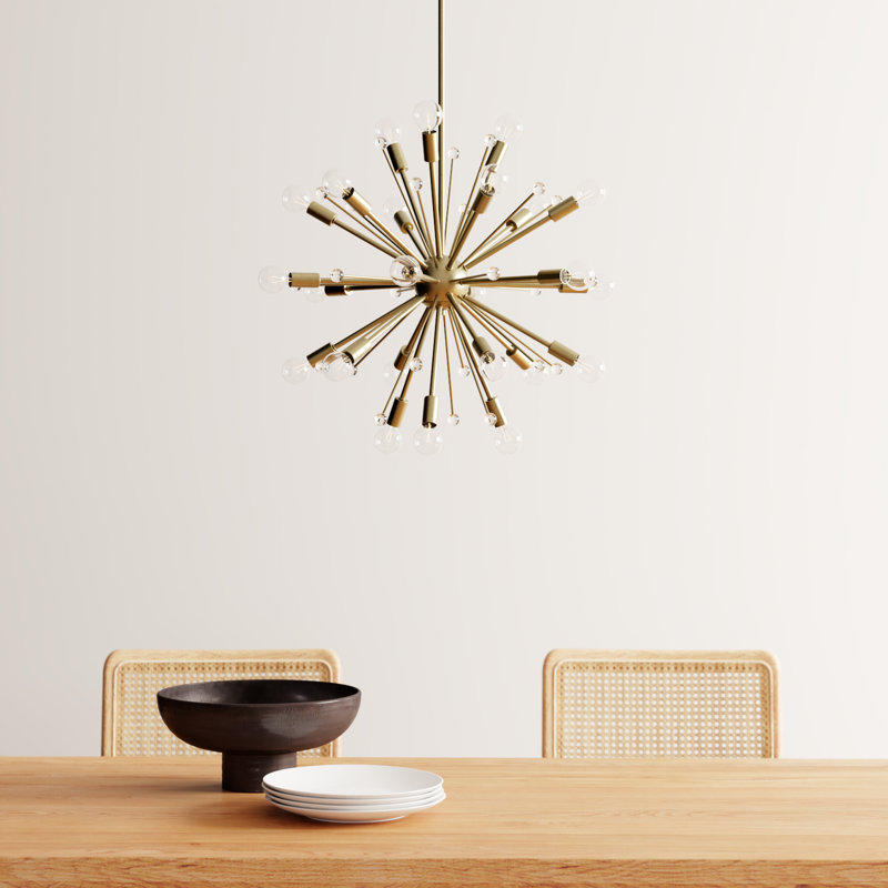 Ita Ita 24-Light Dimmable Sputnik Sphere Chandelier, Warm Brass