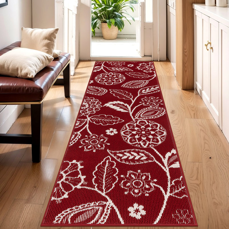 2×6 Feet Kitchen Mat Runner Laundry Room Mat, Red
