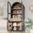 71"H Arched China Cabinet Kitchen Pantry Cabinet With Glass Doors And Adjustable Shelves, Farmhouse Versatile Display Storage Cabinet Bookcase With Hidden Drawer For Kitchen, Dining Room, Bathroom-328690850