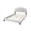 Grand lit plateforme avec tête de lit florale et DEL - Design contemporain de couleur blanche