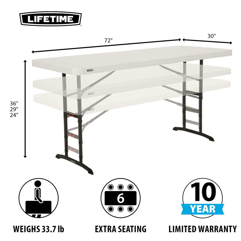 72'' Rectangular Adjustable Banquet Table