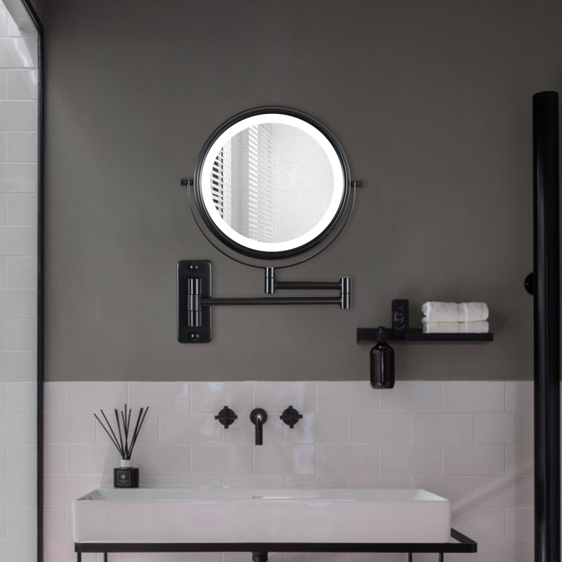 Johara Metal Round Mirror, Black