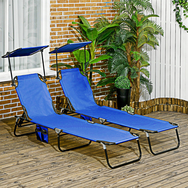 Chaises longues d'extérieur pliantes pour l'extérieur avec abat-jour