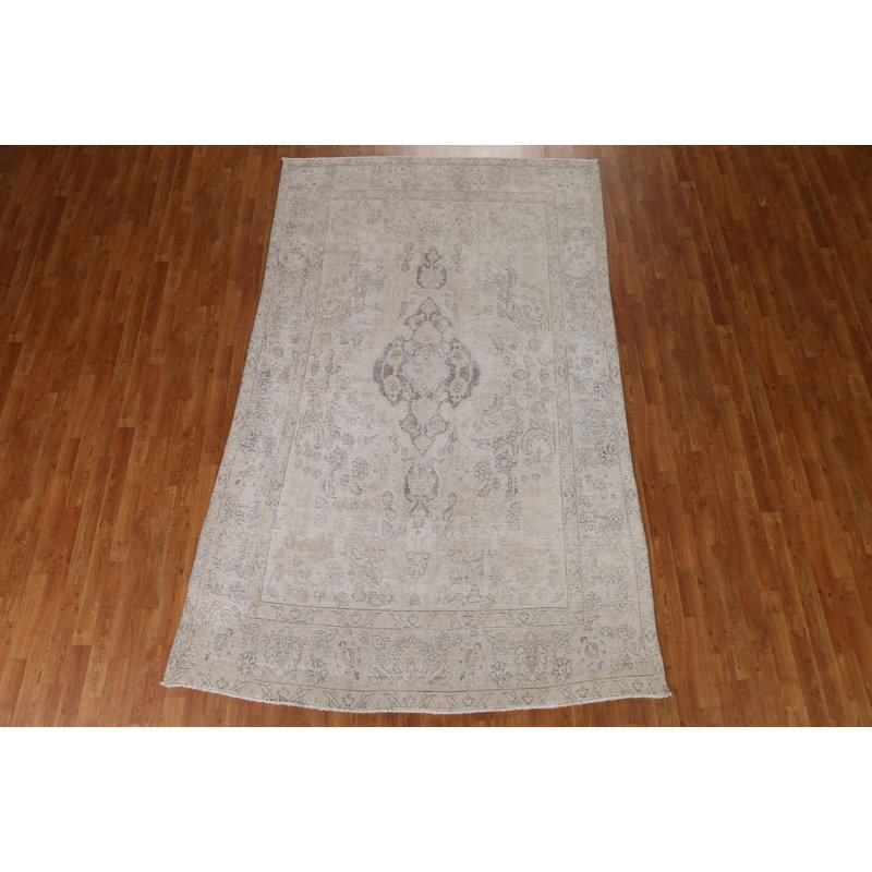 Tapis Tabriz patiné délavé noué à la main 6 x 10