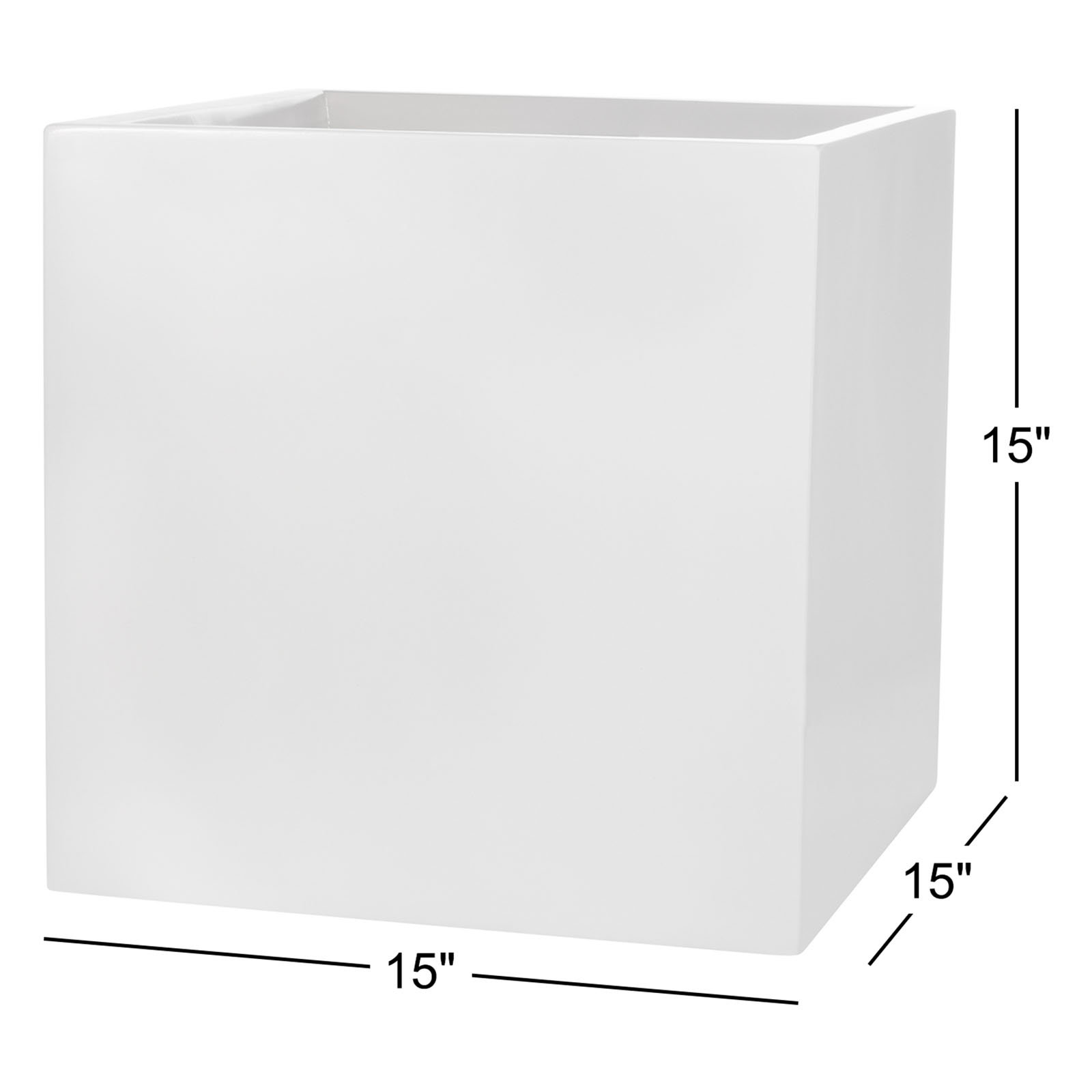 19" Pot Planter, White, 15" H x 15" W x 15" D