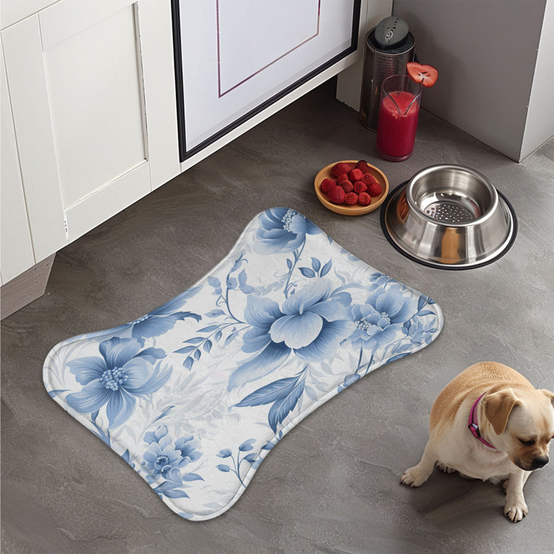Tapis floral bleu - 1 pièce