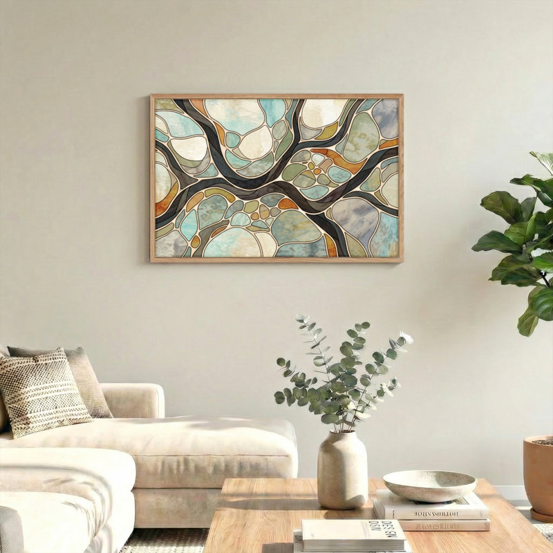 Ensemble d'une toile mosaïque abstraite, 32"H x 48"W, Natural