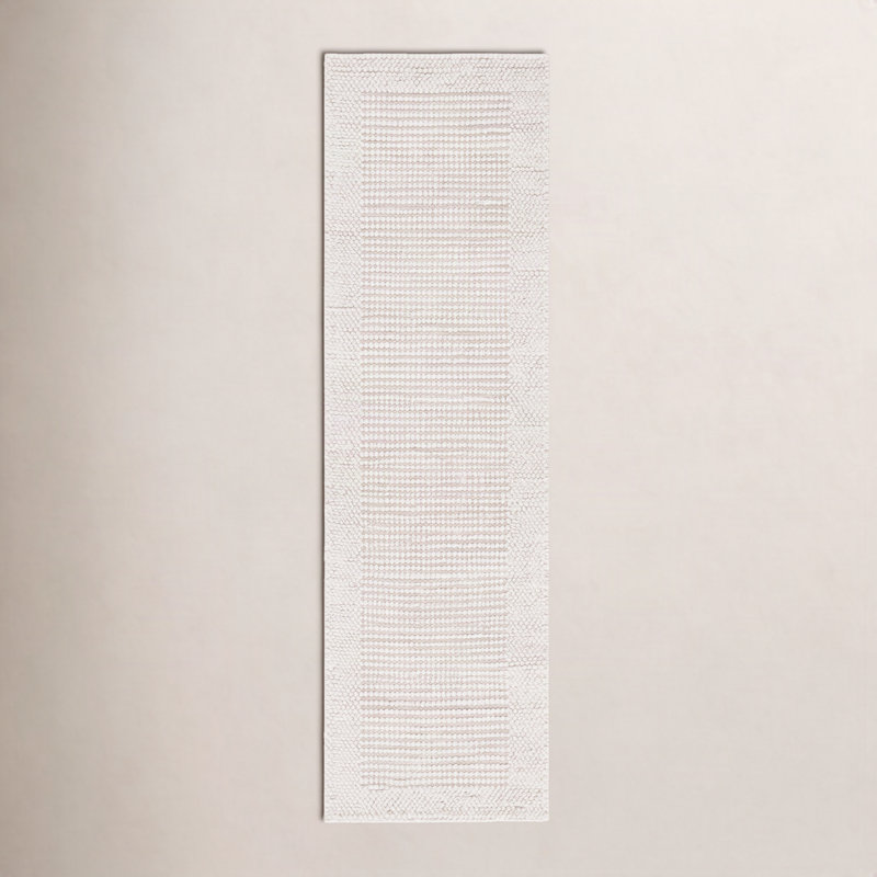 Tapis en laine / coton tissé à la main Burdick en ivoire / beige, Tapis de couloir 2 pi 3 po x 8 pi