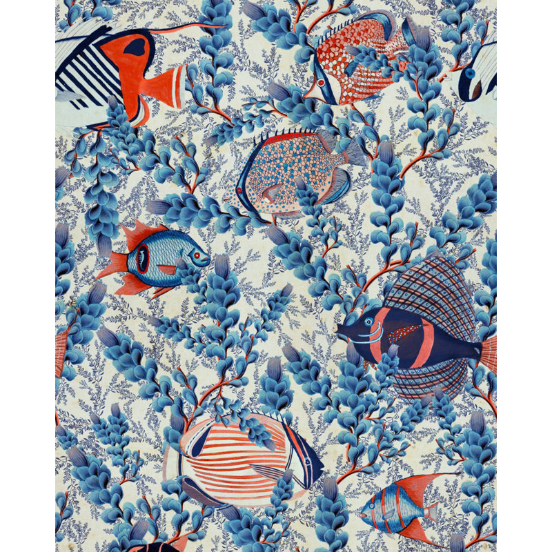 Sundance Villa Wallpaper Roll, Taupe/Indigo/Red