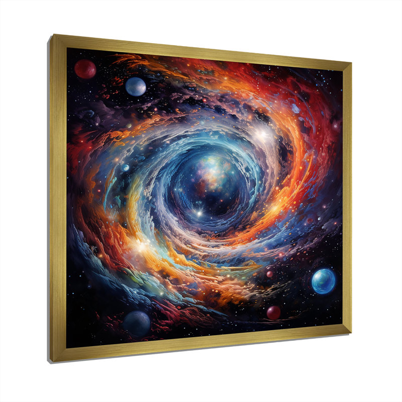 Heavenly Space Astrology - Astrology Wall Art, Gold Single Picture Framed, 30" H x 30" W x 1.5" D