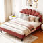 Lit tapissier attrayant de grande taille avec tête de lit en velours et tête de lit rouge-1147112917-1147112919