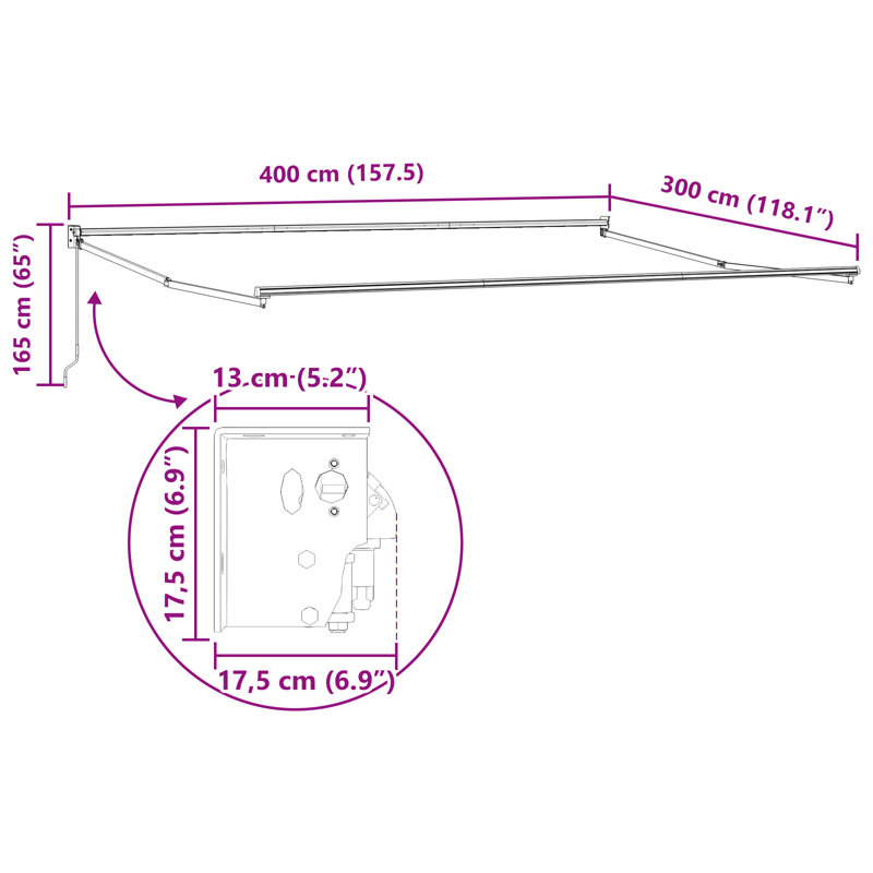 Brayden Studio 300cm D PVC-coated polyester Cover Retractable Patio Awning, 400 cm W x 300 cm D, Red