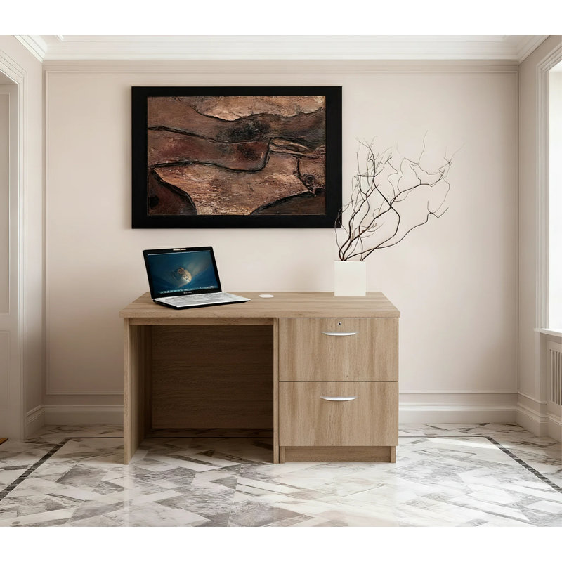 Walshaw Solid Wood Base Computer Desk, Grey Nebraska