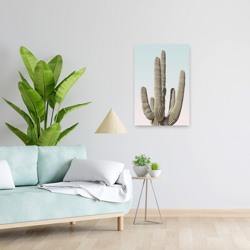 Art contemporain contemporain avec cactus, H 24 po x l 16 po