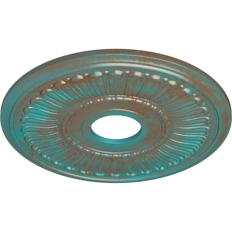 Endurathane Melonie Ceiling Medallion, 16"OD x 3 5/8"ID x 3/4"P (Fits Canopies up to 6 3/8"), Hand-Painted Copper Green Patina Finish