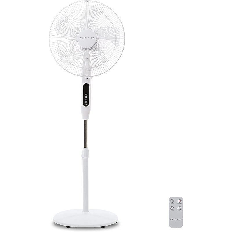 Climatik 16-Inch Pedestal Fan Remote Control, LED Display 3 Operational Modes & Oscillation