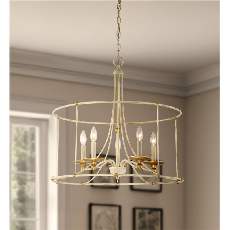 Everly Quinn Westchester County Sand Coal With Skyline Gold Chandelier, Gold