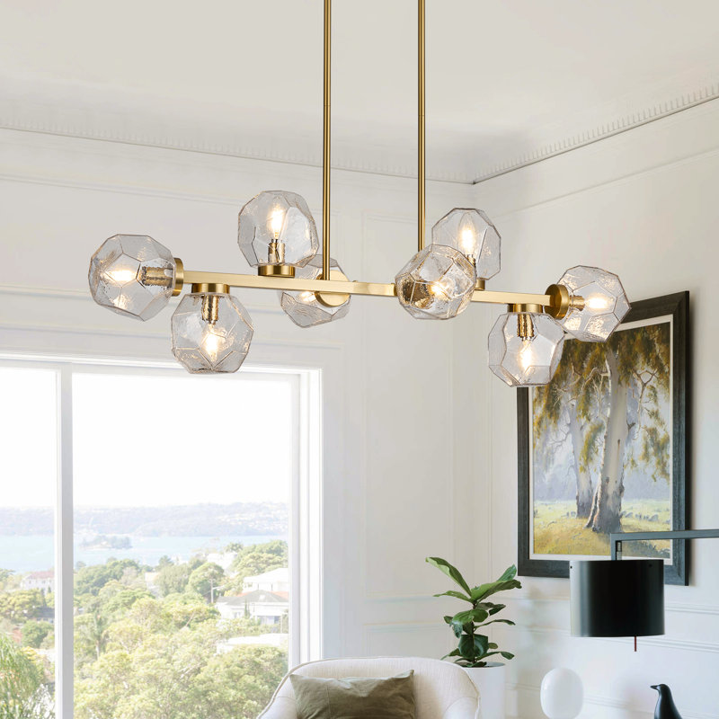 Luminaire suspendu en verre 39 "Mid Century, Doré