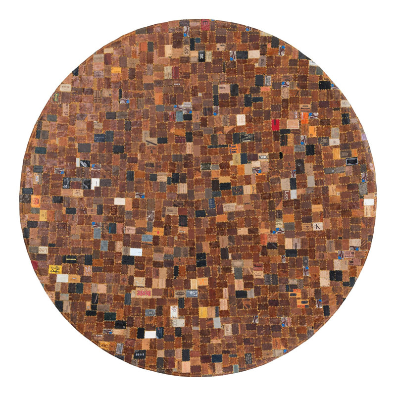 Tapis en cuir Gloria Jean, Rond 7 pi 10 po