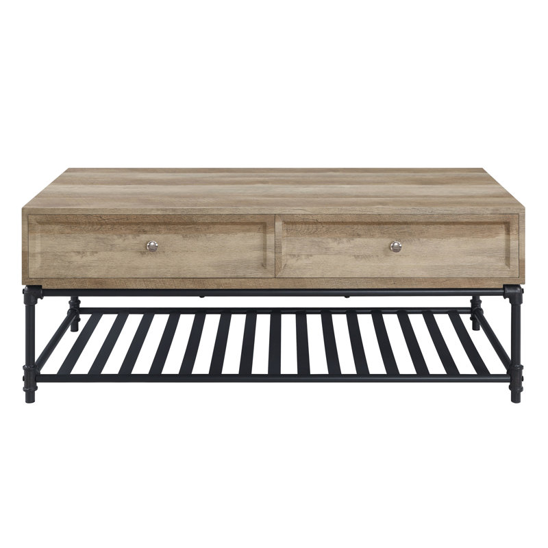 Oak & Black Finish Rectangular Coffee Table