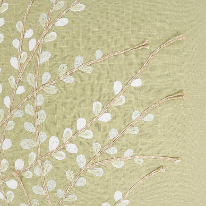 Green Cotton Embroidered Euro Pillow Cover, 18"x18"