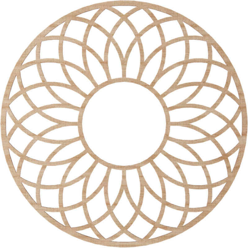 Médaillon de plafond en bois de cerisier 30 po x 10 1/4 po x P 3/8 po, cerisier, Aulne, H 28 po x l 28 po x P 0,25 po