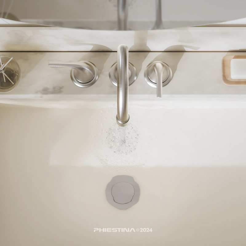 8 Inch Brushed Nickel Widespread Bathroom Sink Faucet, 2 Handle Bathroom Vanity Faucets 3 Hole With Metal Pop Up Drain And Water Supply Lines