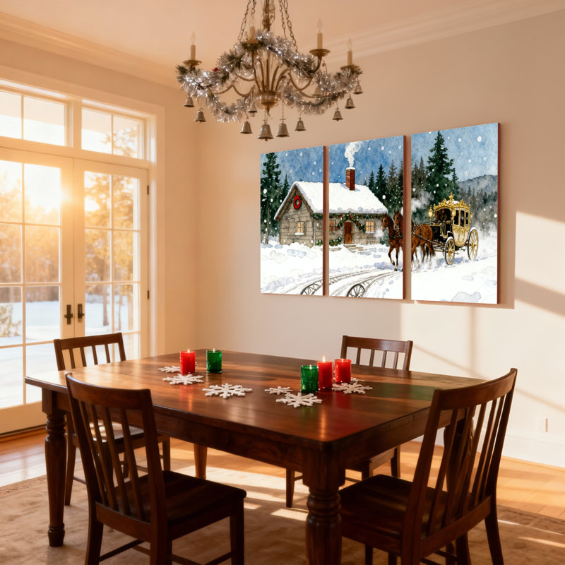 Ensemble de 3 impressions sur toile de Noël, H 18 po x l 36 po
