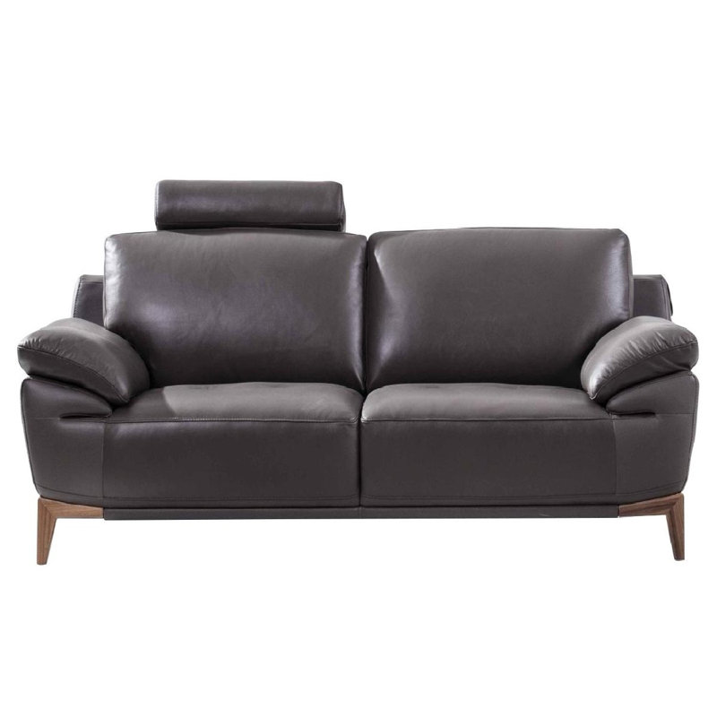 Causeuse en cuir Mehaffey, Cuir gris assorti