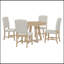 Ensemble de salle à manger rétro 5 pièces, table ronde avec rallonge de l 16 po et 4 chaises rembourrées pour salle à manger et salon (naturel)
