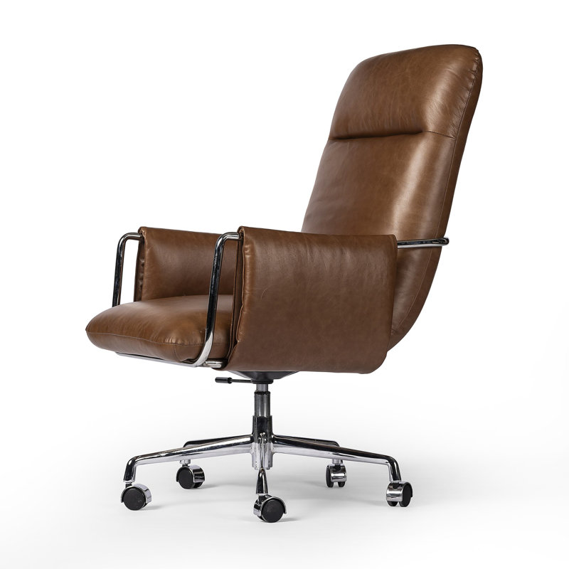 Sherman Leather Swivel Office Chair, Chestnut