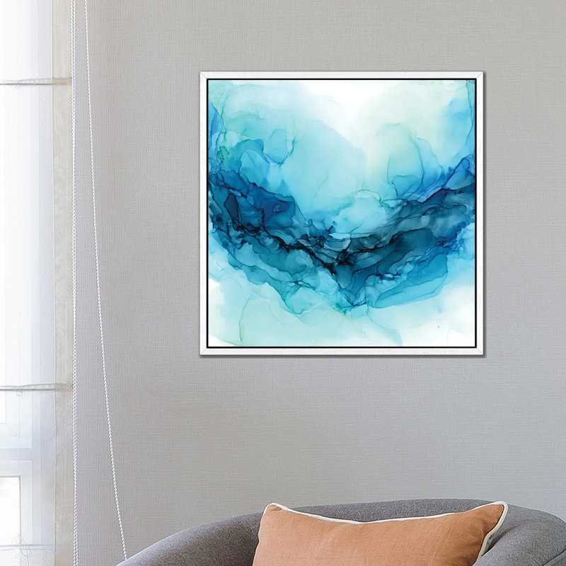 Ocean Paddle by Elizabeth Karlson - Floater Frame Painting on Canvas, White Framed, 66.04 cm H x 66.04 cm W