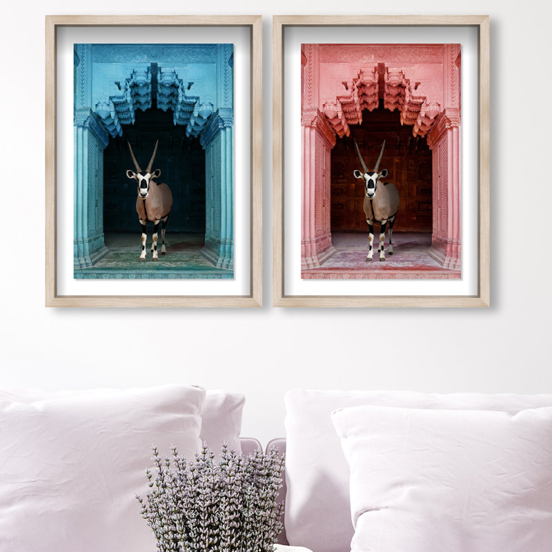 Whatsup Entrance Set of 2 Animals Shadowbox by Oliver Gal, 25.5" H x 17.5" W, Cream