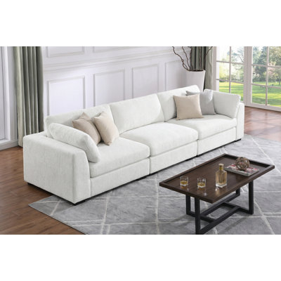 Squared Arm Wide Seat Upholstered Sofa