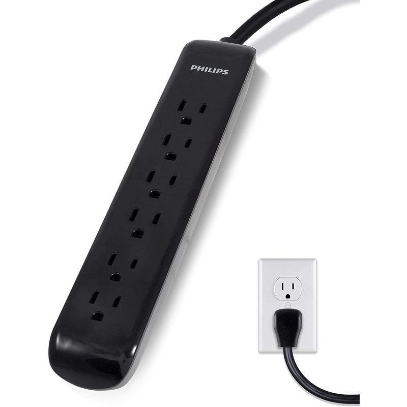 Protection contre les surtensions à 6 prises Philips, 10 pieds, 1080J, noir, SPP6110BC / 37